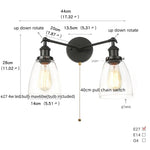 Black LED Wall Sconce 2-Head Lamp for Bedroom Bathroom Mirror