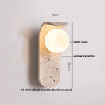 LED Wall Light Fixtures Bedroom Modern Button Switch Yellow Travertine White Iron Bedside Lamp