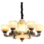 Natural Jade Copper Chandelier Modern Duplex Building Zhongshan Lamps