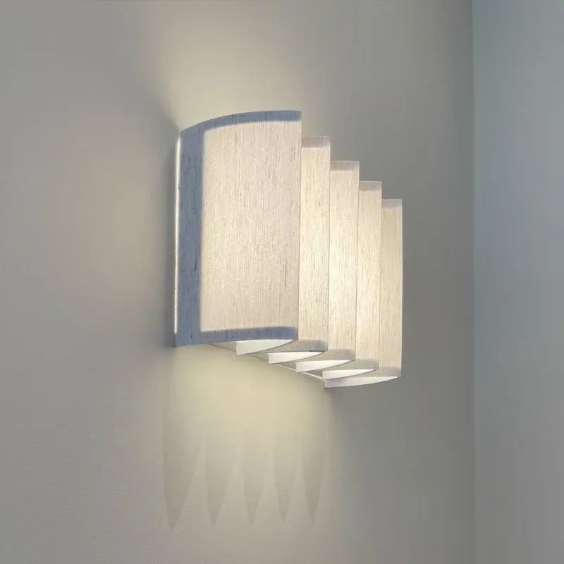 Japanese Cloth LED Wall Lamp for Hotel Living Room, Bedroom, Retro Wall Lights