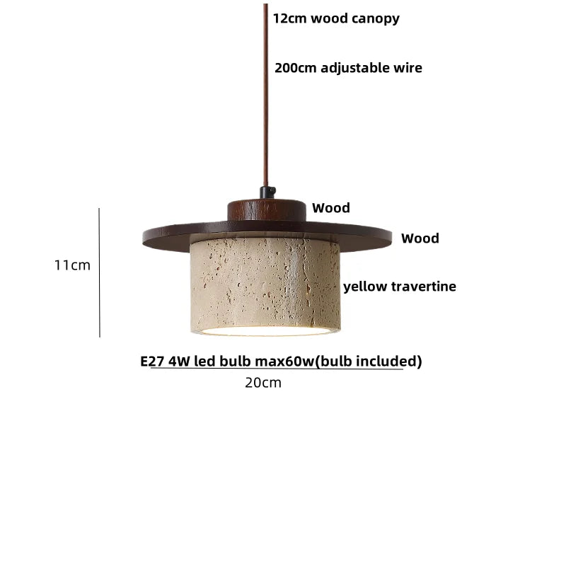 Afralia™ LED Knob Switch Pendant Lamp Yellow Travertine Copper Wabi Sabi Hanging Lights