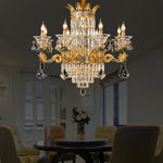 Luxe Crystal Chandelier: Elegant Copper Living Room Dining Candle Light
