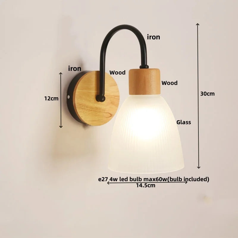 Afralia™ Nordic Glass LED Wall Light Sconce with Pull Chain Switch