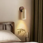 Afralia™ Copper LED Wall Light Study Hallway Bar Modern Yellow Travertine Stone Bedside Lamp