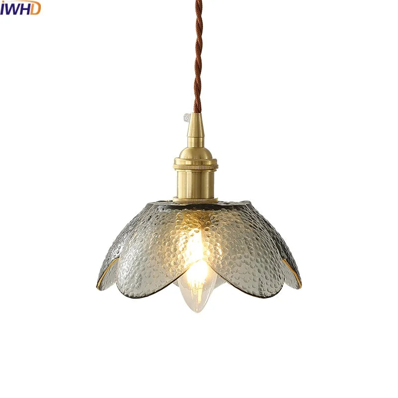 Glass Copper LED Hanging Light: Nordic Pendant Lamp, Living Room Bedroom Coffee Knob Switch