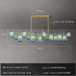 Blue Glass Flower Ceiling Chandelier Copper Hanging Lamps