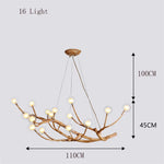 Retro LED Chandelier Living Room Study Bedroom Art Brown Pendant Light