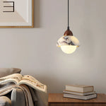 White Glass Ball LED Pendant Lamp Modern Luxury Stone Hanging Light