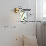 White Glass LED Wall Light with Pull Chain Switch, Japanese Style Hallway Lamp