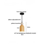 Yellow Iron LED Pendant Lamp Yellow Travertine Stone Ball in Wabi Sabi Style