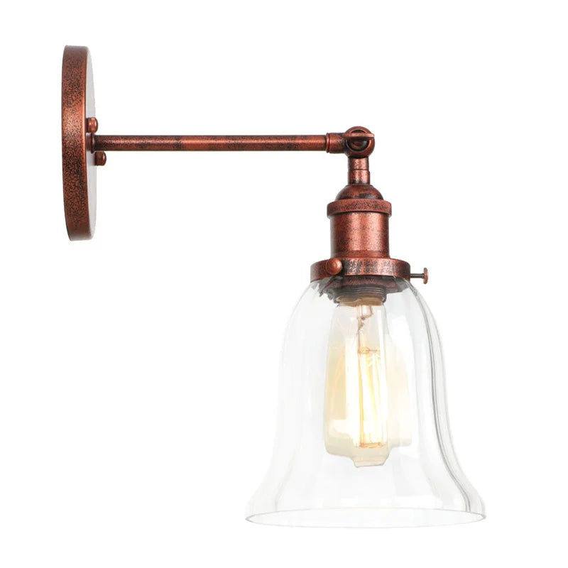 Loft Clear Glass Rustic LED Wall Light - Industrial Style Iron Wall Lamp