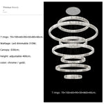 Luxury K9 Crystal Pendant Lights | Dimmable LED Circles Hanging Lamp