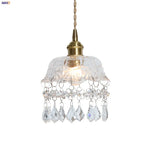 Nordic LED Crystal Glass Copper Pendant Light Fixture for Living Room