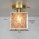Crystal Glass LED Ceiling Light Copper Canopy Nordic Modern Design