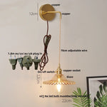 White Glass LED Wall Lamp with Pull Chain Switch, Modern Nordic Design