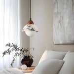 White Glass Ball LED Pendant Lamp Modern Luxury Stone Hanging Light