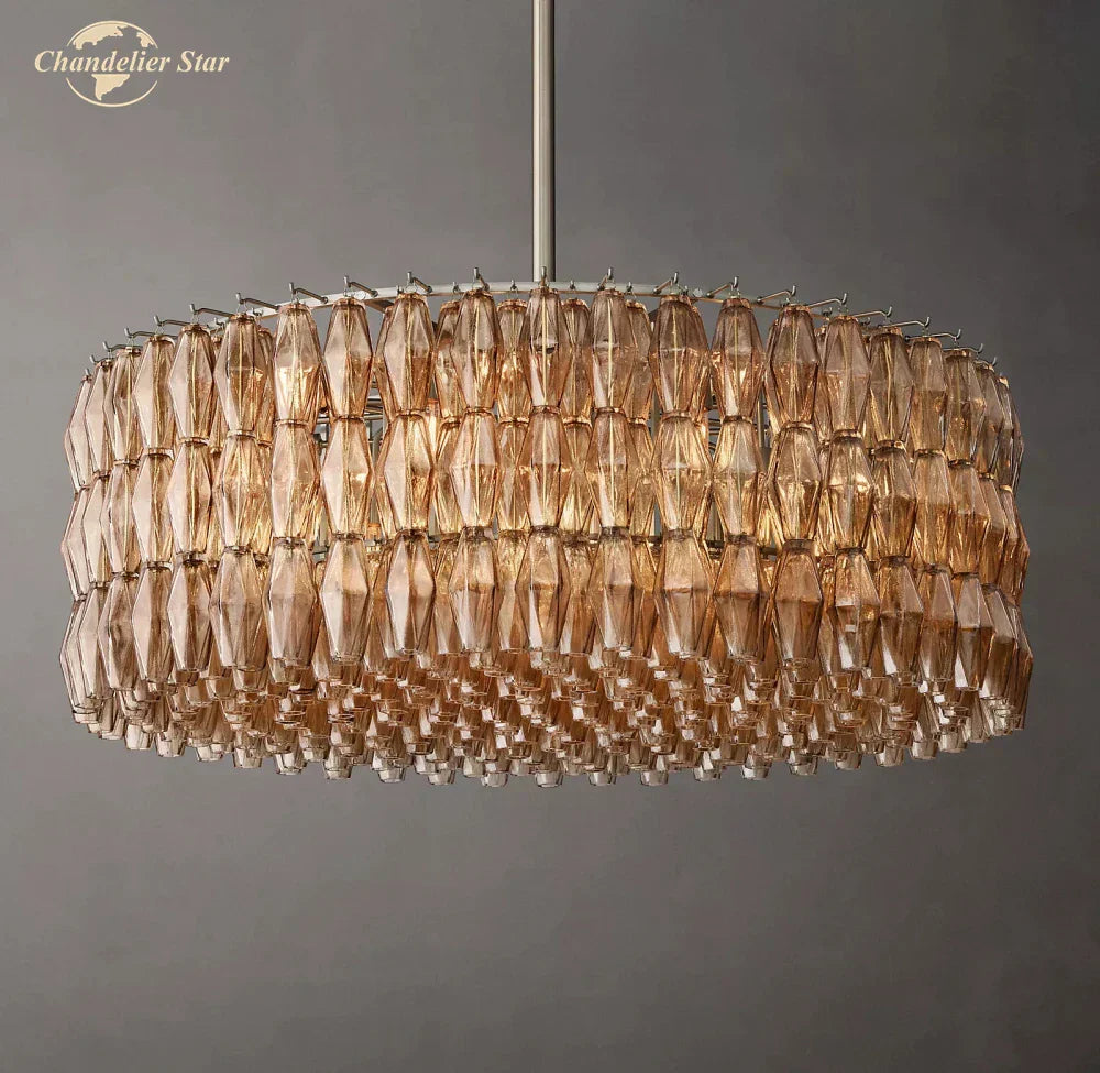 LED Smoke Glass Chandelier Pendant Light for Living Room Decor