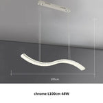 S Wave Steel & Crystal Dimmable LED Pendant Lights