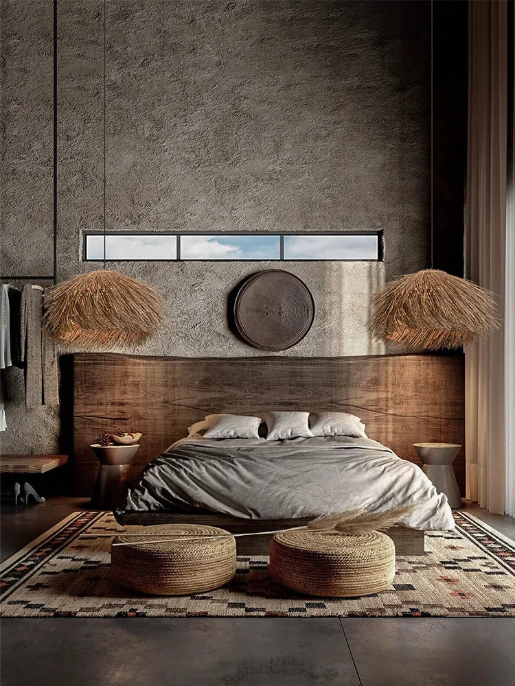 Rattan Pendant Lamp Chandelier for Restaurant Bar Home Decor, E27 Bulb