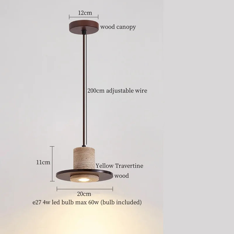 Afralia™ Yellow Travertine Pendant Light | Mid-Century Modern LED Dining Room Hanging Lamp