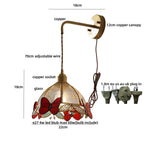 Afralia Tiffany Butterfly Glass Wall Lamp with Adjustable LED Light