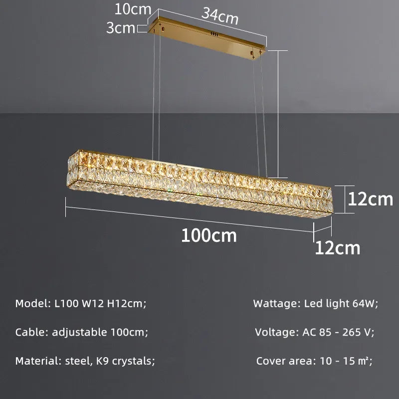 Crystal Steel LED Pendant Light | Modern Dining Room Hanging Lamp