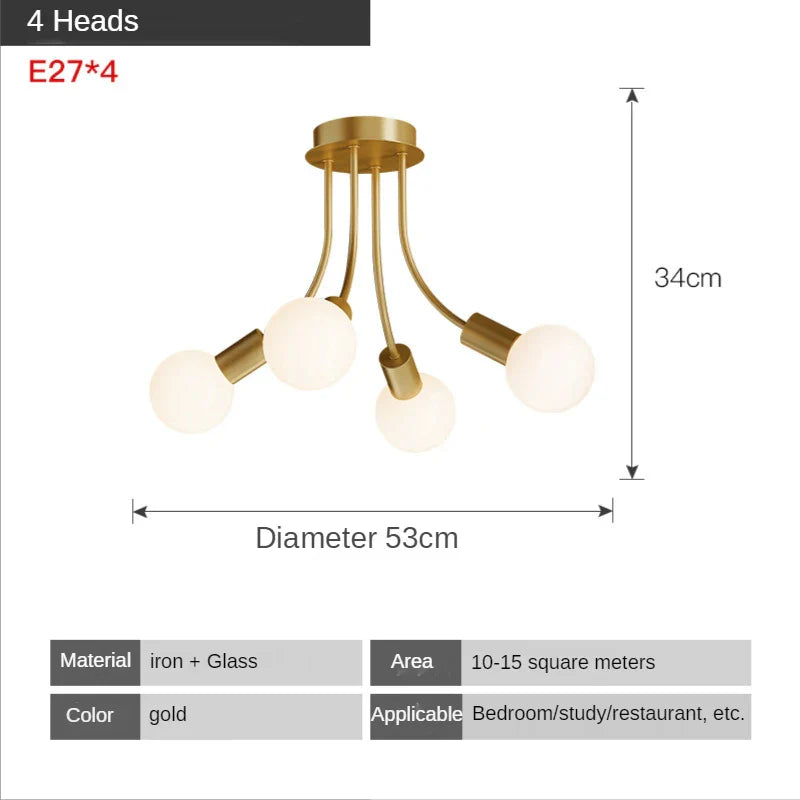 Postmodern Glass Ball Ceiling Lamp Luxury Nordic Interior Dining Room Lighting