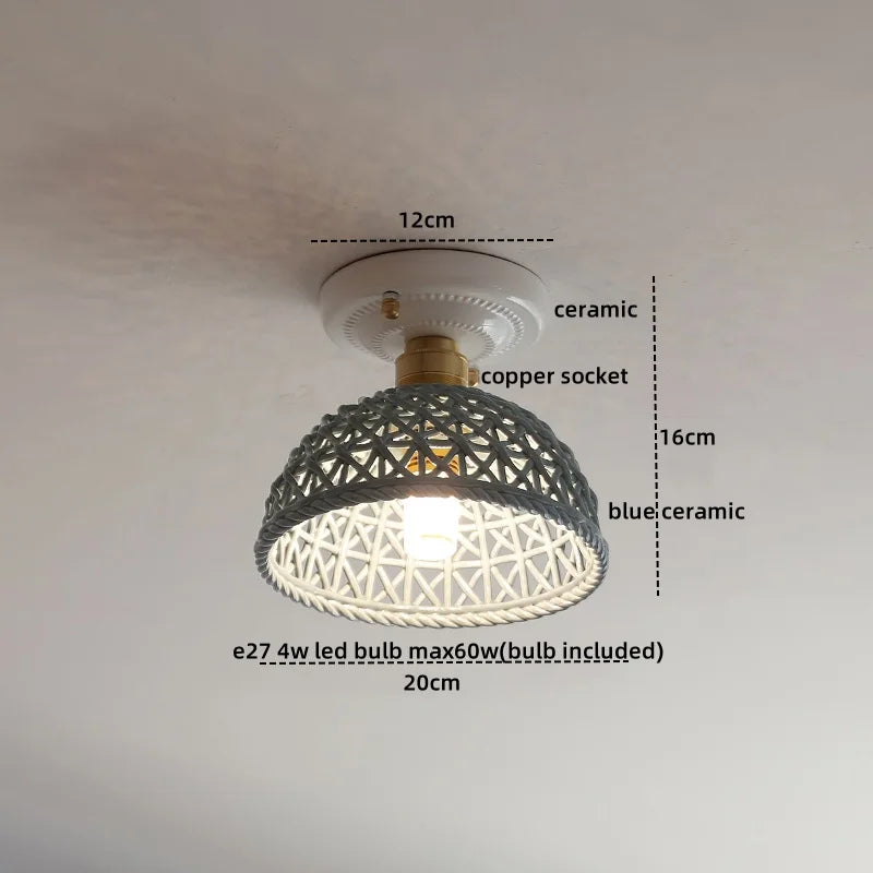 Ceramic LED Ceiling Lamp Indoor Lighting Semi-Circular Light Fixture