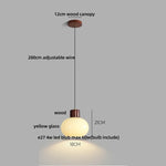 Afralia™ Amber Glass LED Pendant Light for Kitchen Cafe Restaurant Rustic Wood Interior Lighting
