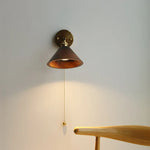 Copper Socket LED Wall Lights Pull Chain Switch Nordic Modern Rotate Bedside Lamp
