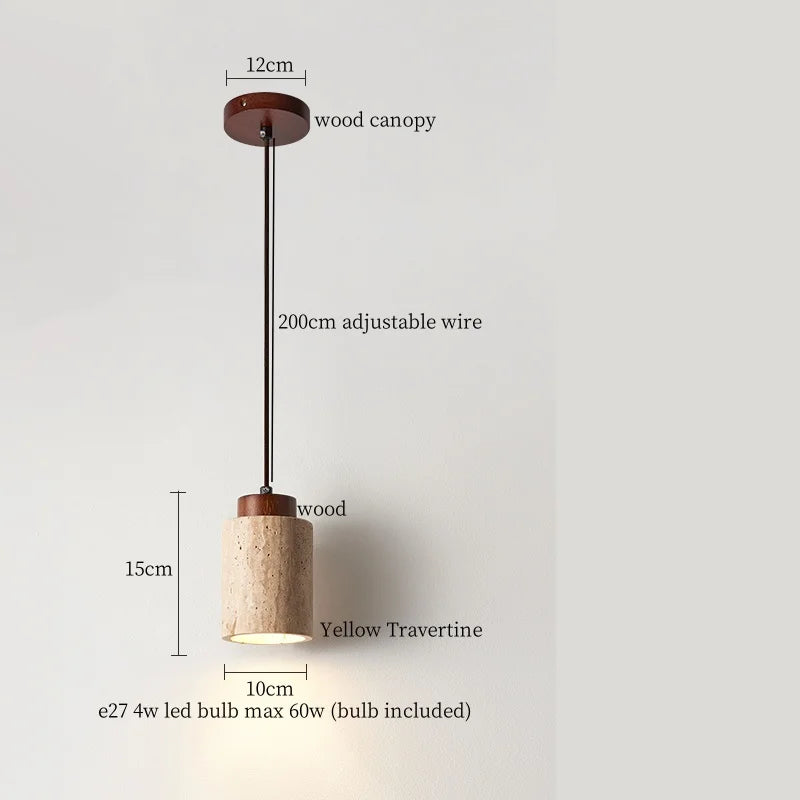 Afralia™ Yellow Travertine LED Pendant Lamp for Modern Living Room Decor