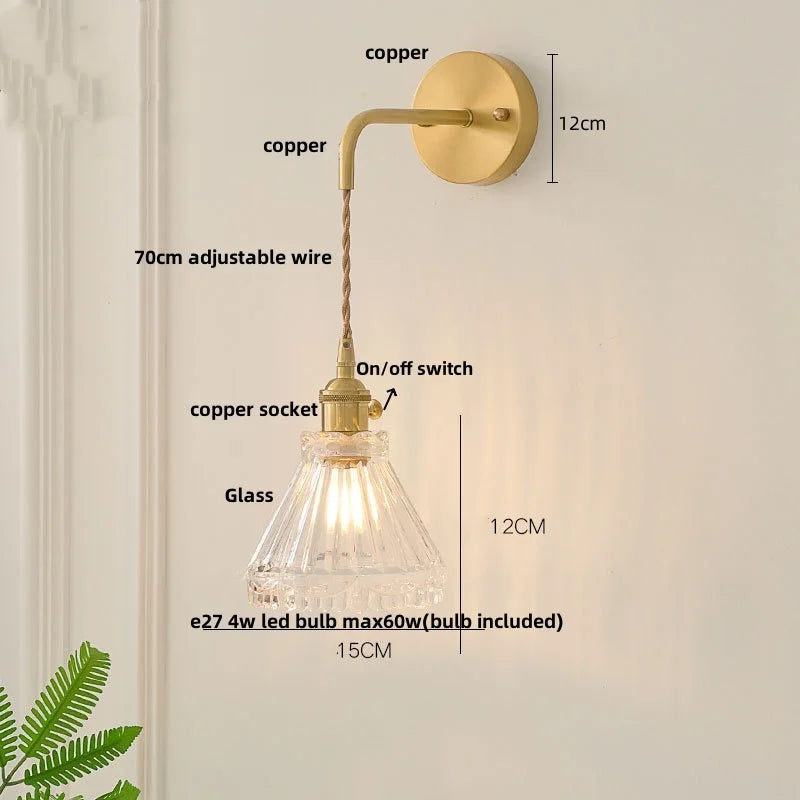 Afralia™ Glass LED Wall Sconce: Modern Nordic Design with Pull Chain Switch