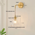 Nordic LED Wall Light Fixture Pull Chain Switch Brass Bedside Lamp