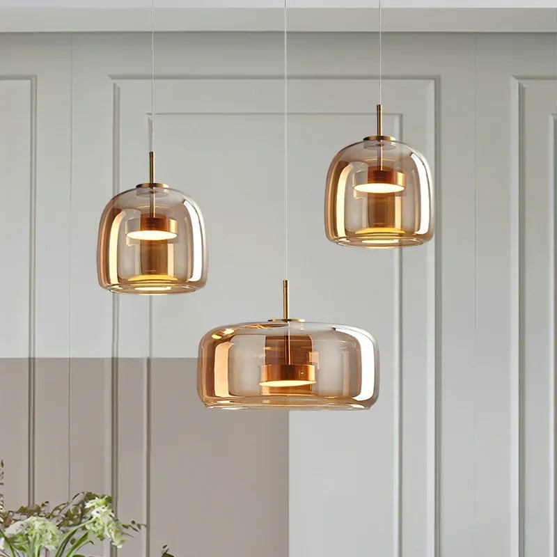 Modern Glass LED Pendant Lights for Dining Room Kitchen Table & B&B Loft Stair Chandeliers