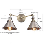 Afralia™ Industrial Vintage LED Wall Light Iron Gold 2 Heads Simple Lamparas De Pared.