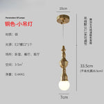 Vintage Industrial Glass Iron Pendant Lights Gold Lustre Roman Column Lamp