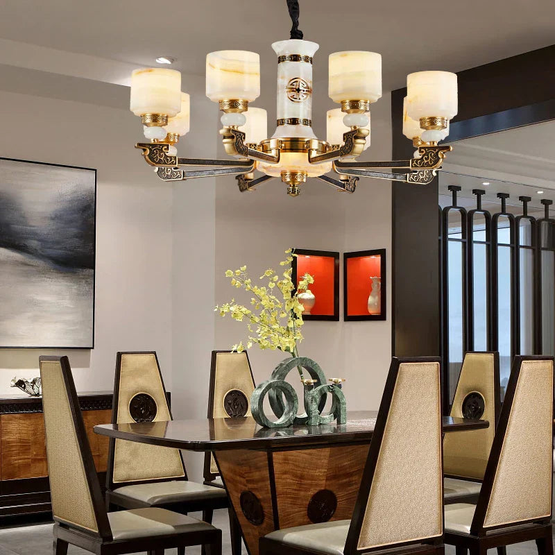 Luxury Zinc Alloy Jade Chandelier for Living Room, Villa, and Restaurant