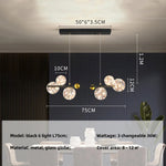 Nordic Glass Globe Pendant Lights Chandelier with 3 Changeable LED Lights