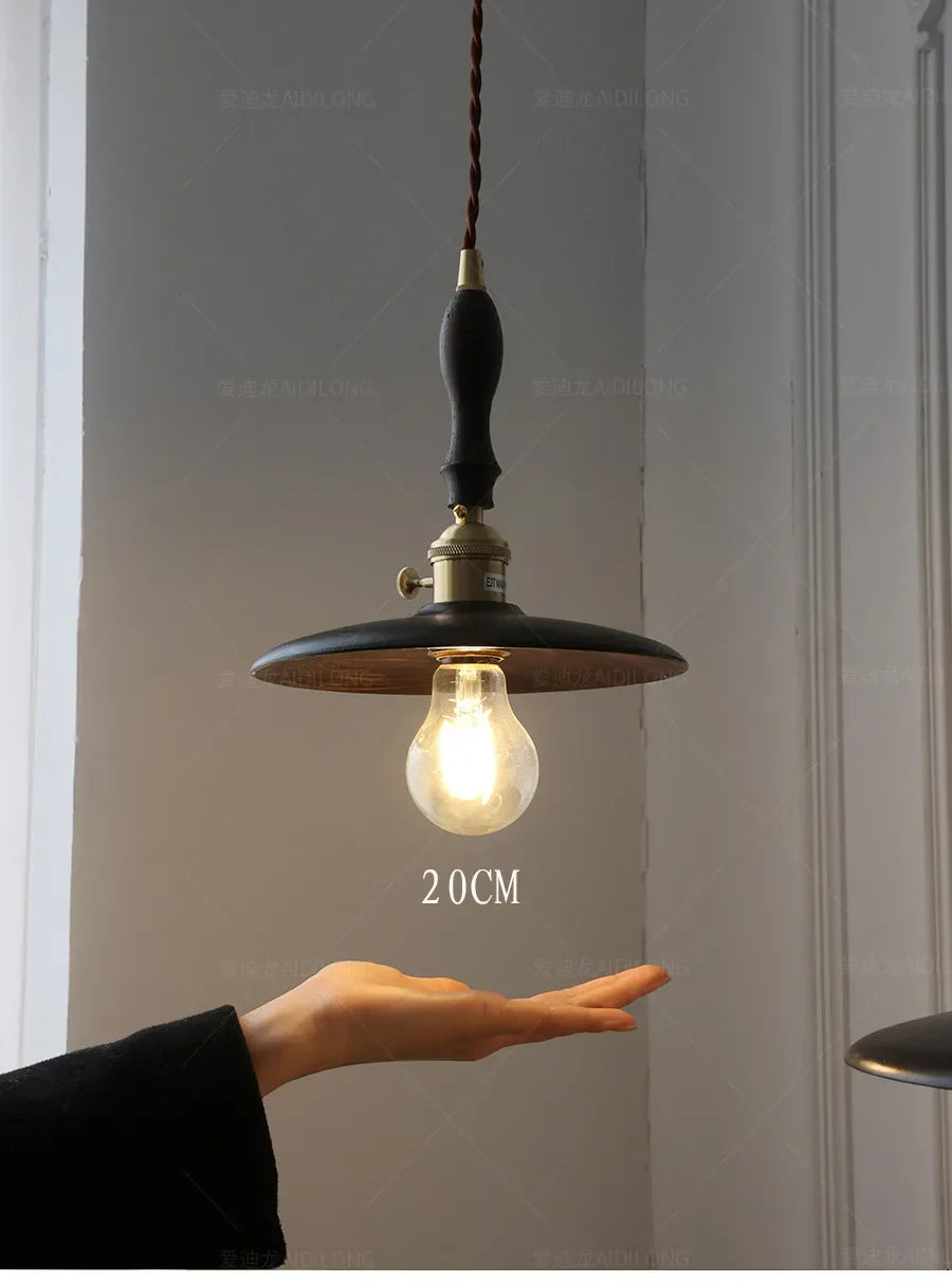 Clear Glass Walnut Wood LED Pendant Lamp - Nordic Modern Hanging Lights