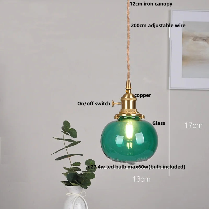 Afralia™ Bubble Glass Ball LED Pendant Lamp with Copper Knob Switch - Nordic Modern Home Decor