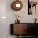 Nordic LED Walnut Wood Glass Wall Light - Modern Simple Luminaire