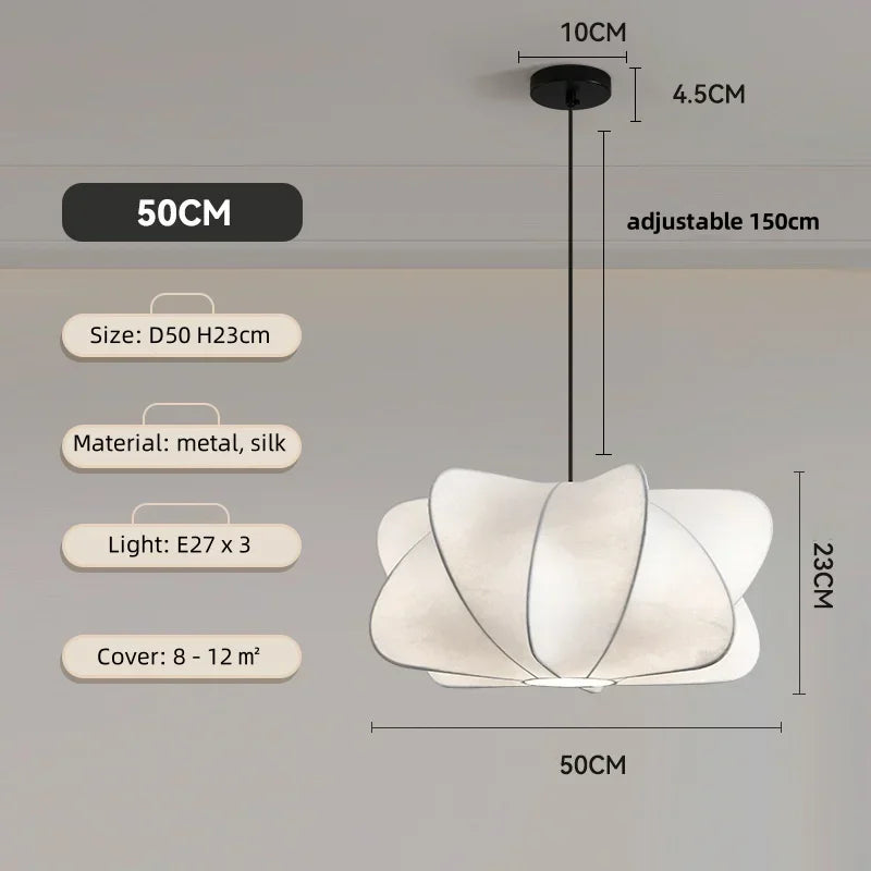 Silk Pendant Light | Elegant LED Chandelier for Dining Room and Bedroom