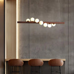 Burly Wood Walnut Glass Pendant Light for Living Room Bar Foyer