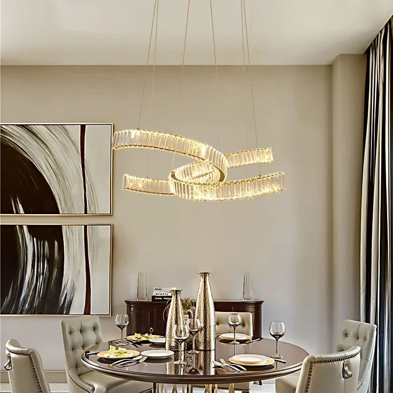 Crystal LED Pendant Lights Remote Control Dimmable Suspension Lamp