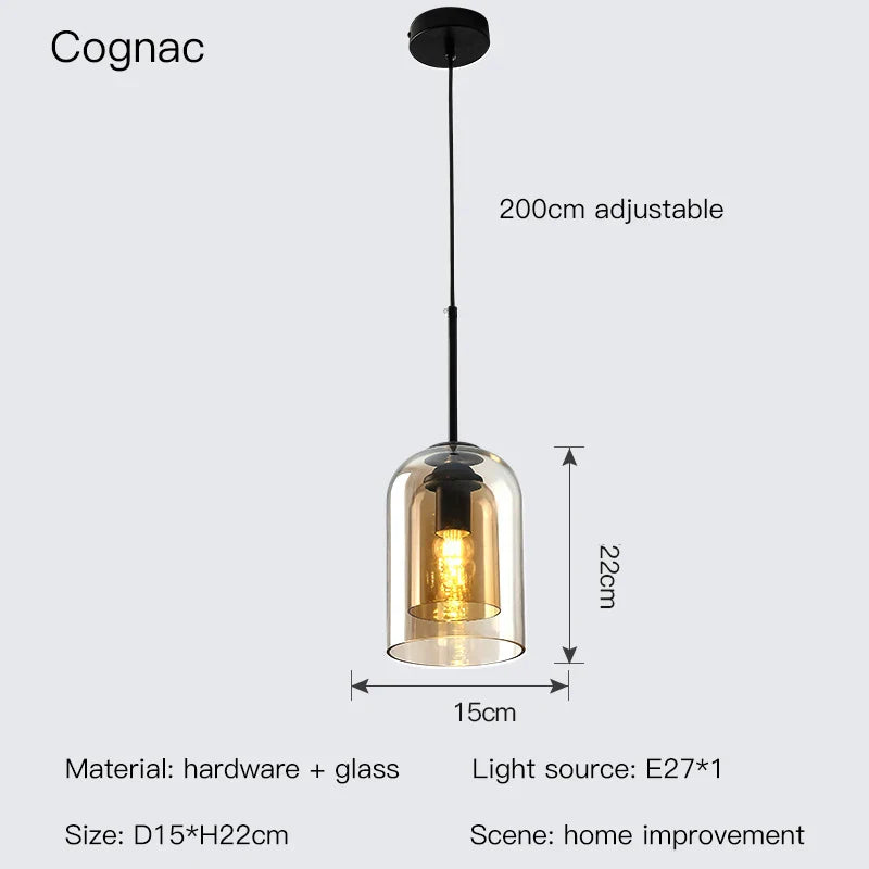 Smoke Grey Glass Chandelier for Living room Bedroom Kitchen Coffee Shop Light