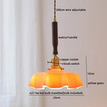LED Walnut Copper Pendant Light with Knob Switch - Modern Style Lighting Fixtures