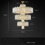 Art Deco Golden Copper Glass Chandelier LED Lighting Fixture