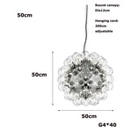 Clear Glass Bubble G4 LED Dandelion Chandelier - Gold/Silver/Black Hardware