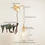 Afralia™ Striped Glass LED Wall Sconce Copper Arm Vintage Lampara Pared