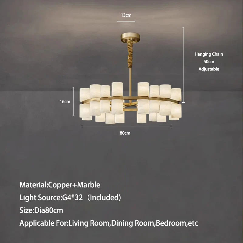 Moonshade Marble & Copper Chandelier